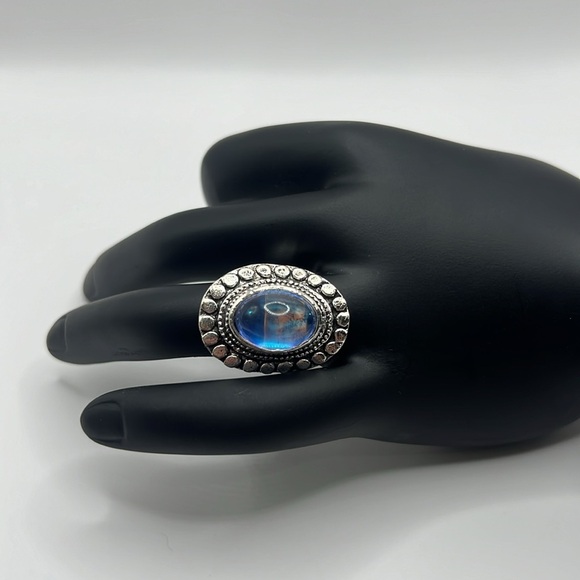 NEW Vintage Shiny Aura Moonstone Oval Adjustable Ring - Picture 5 of 5